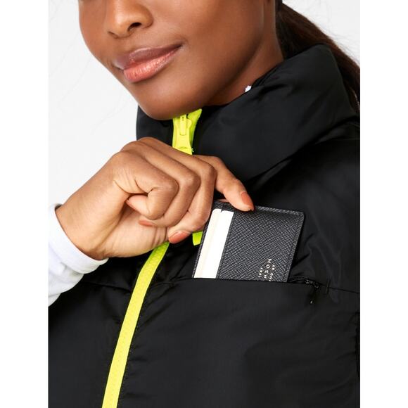 Kristen Reversible Puffer Vest S Black White Yellow Zip Travel Layer RN134638 - Picture 4 of 8